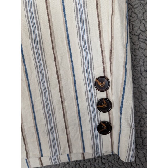 Lane Bryant Capri Womens 28 Ivory Striped Crop The Laney Capris Wide Leg Buttons - Picture 2 of 14